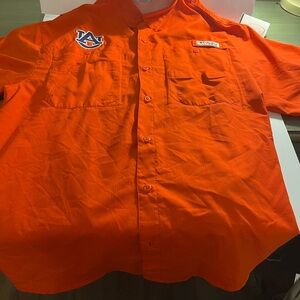 Auburn Columbia Bright Orange Button-Up Shirt